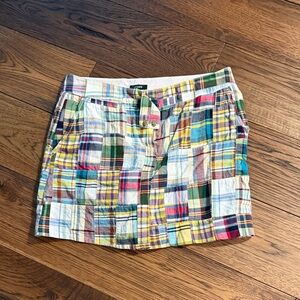 J. Crew Multicolor Patchwork Madras Mini Skirt Size 2